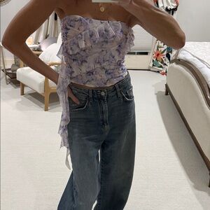 Zara strapless Ruffled Drape Ruffle Top